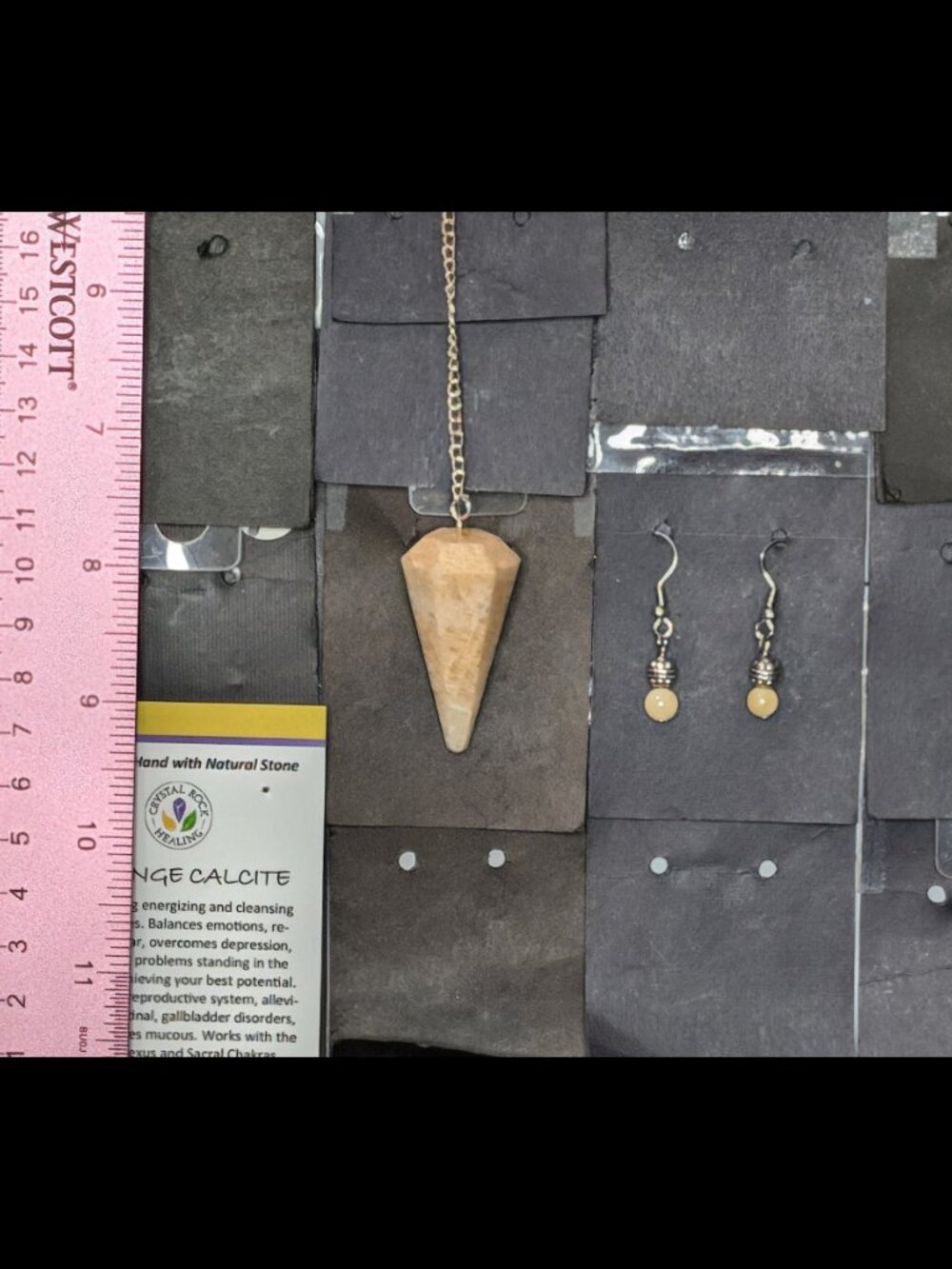 Bundle of ORANGE CALCITE Earrings and Matching PENDULUM